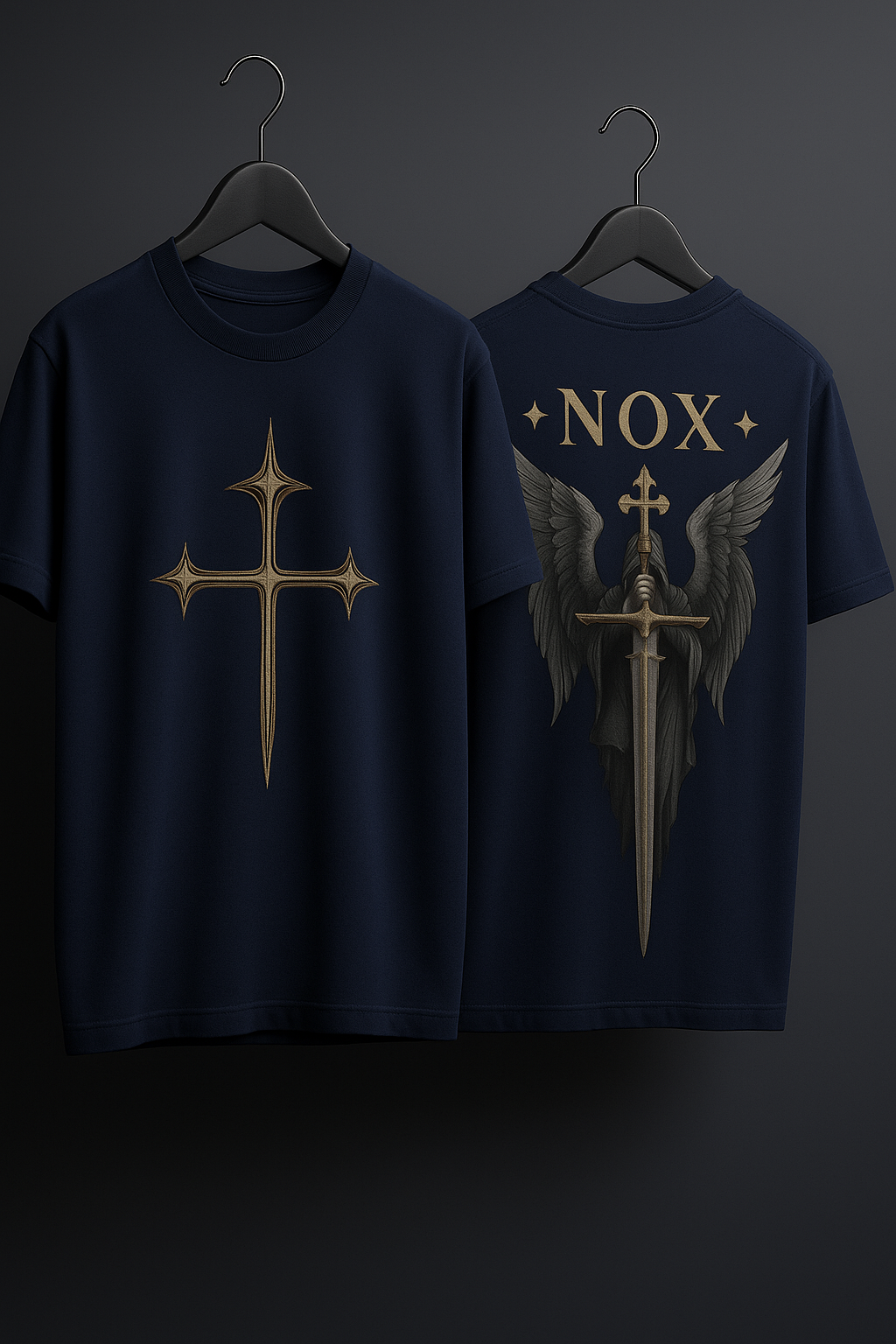 NOX Oversized Angel Wings & Cross Gothic Graphic T-Shirt: Unisex | Unleavables | 100% Cotton | Round Neck