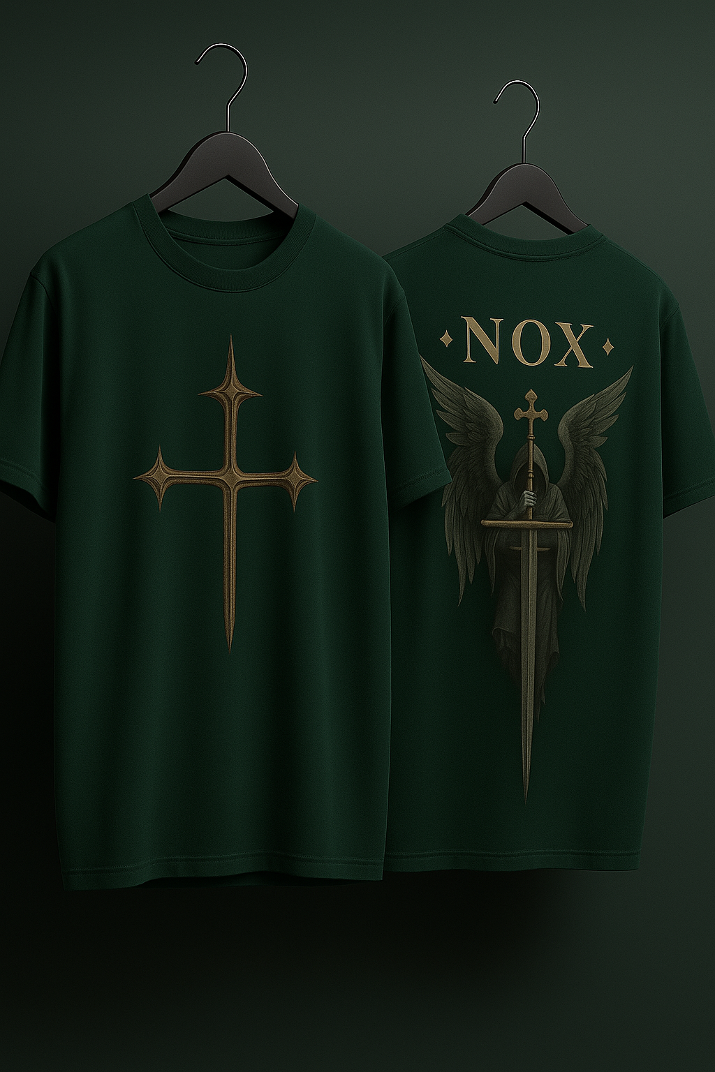 NOX Oversized Angel Wings & Cross Gothic Graphic T-Shirt: Unisex | Unleavables | 100% Cotton | Round Neck