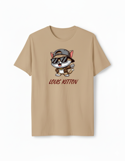 Unleavables Louis Kitton Cat Print T-Shirt | Unisex Regular Fit | 100% Cotton