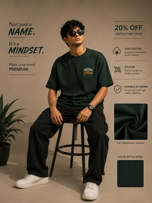 Premium Oversized T-shirt | Men & Women 100% Cotton | 220 GSM Streetwear Tee | Sherawali Strength