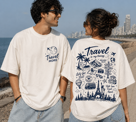 Unisex Travel Therapy Graphic Oversized T-Shirt
