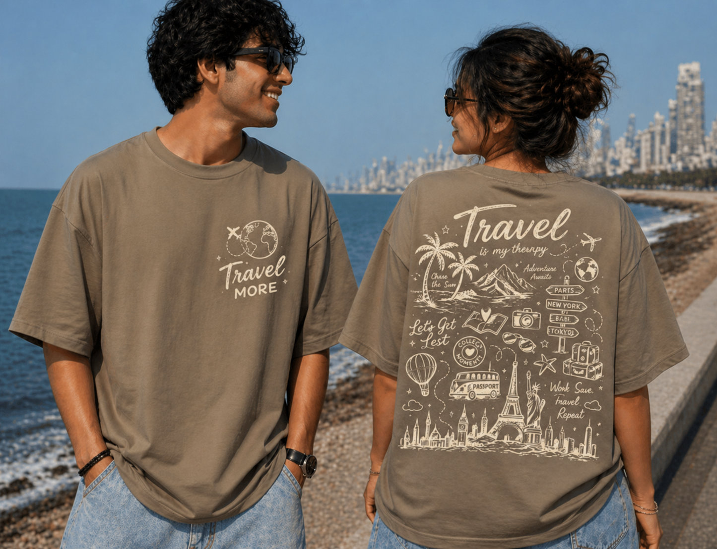 Unisex Travel Therapy Graphic Oversized T-Shirt