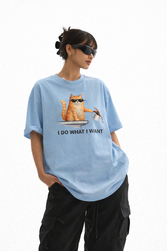 Unleavables “I Do What I Want” Cat T-Shirt | Unisex Oversized Tee | 100% Cotton Streetwear