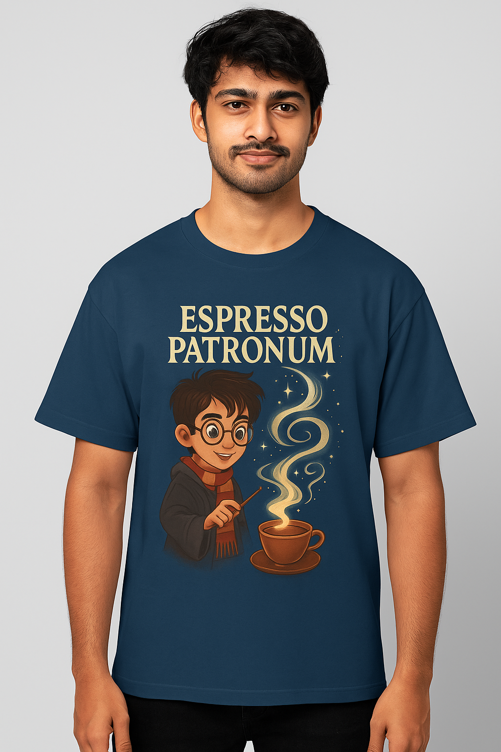 Unleavables Espresso Patronum coffee lover Blue Oversized Tshirt 100% cotton