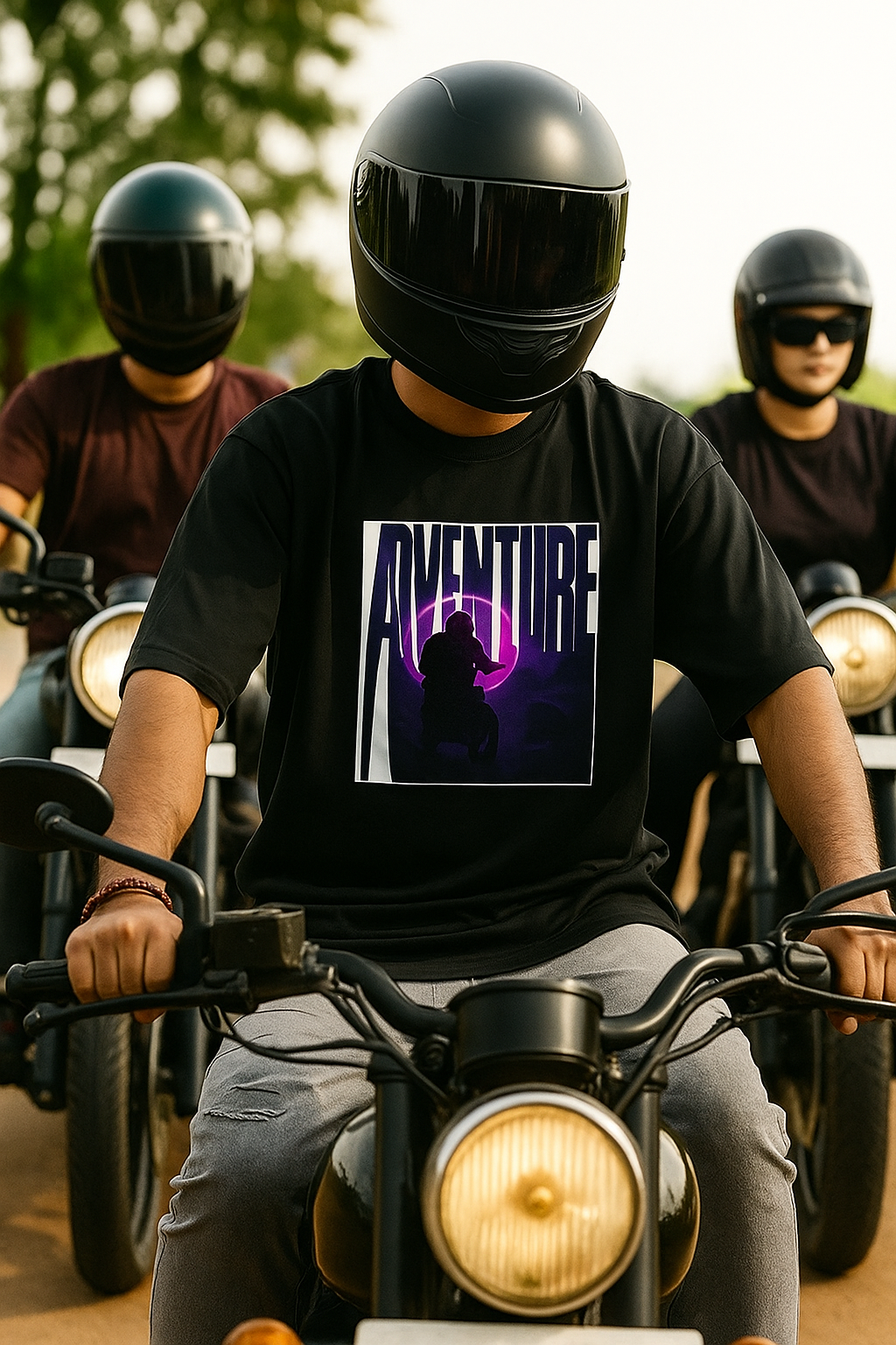 Adventure Oversized T-Shirt For Men | Biker Graphic Tee for Riders | Streetwear Motorcycle| 100% Cotton | Comfortable Casual Fit