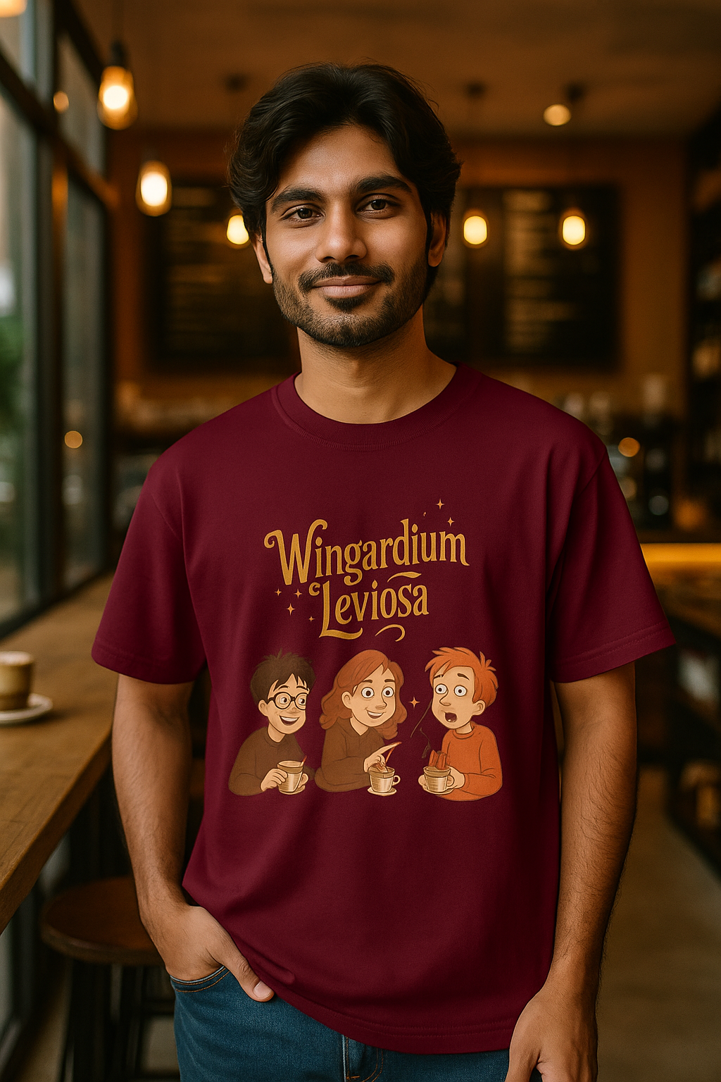 Unleavables Wingardium leviosa coffee lover Oversized Tshirt 100% cotton round neck