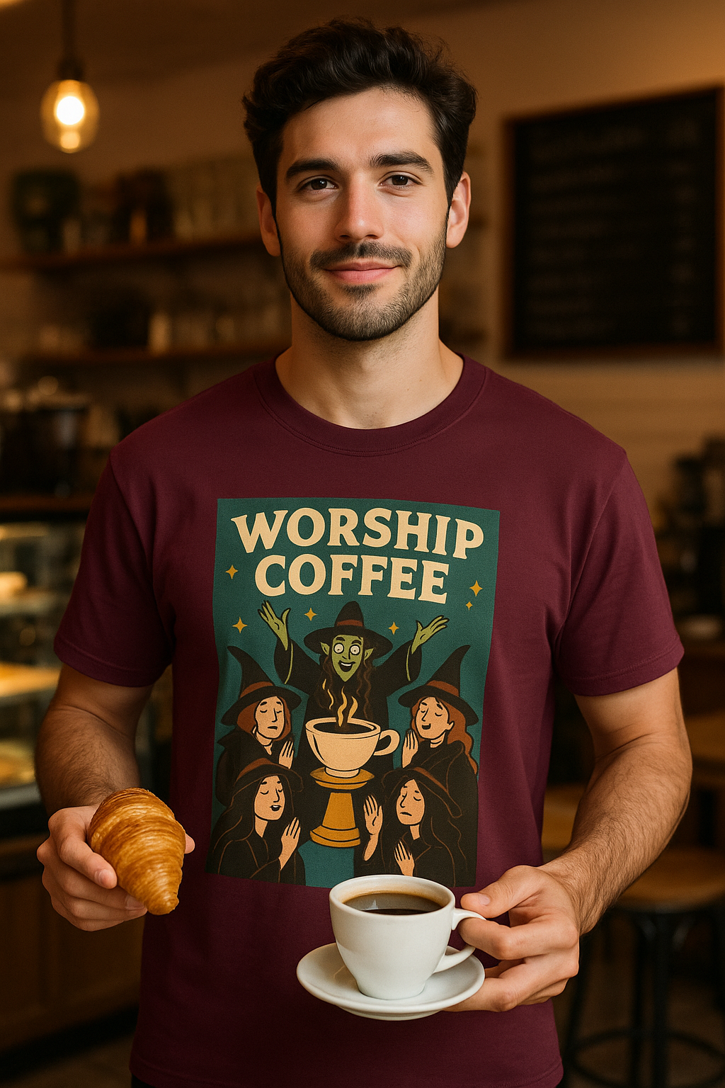 Unleavables Witches are coffee lovers Oversized Tshirt 100% cotton round neck