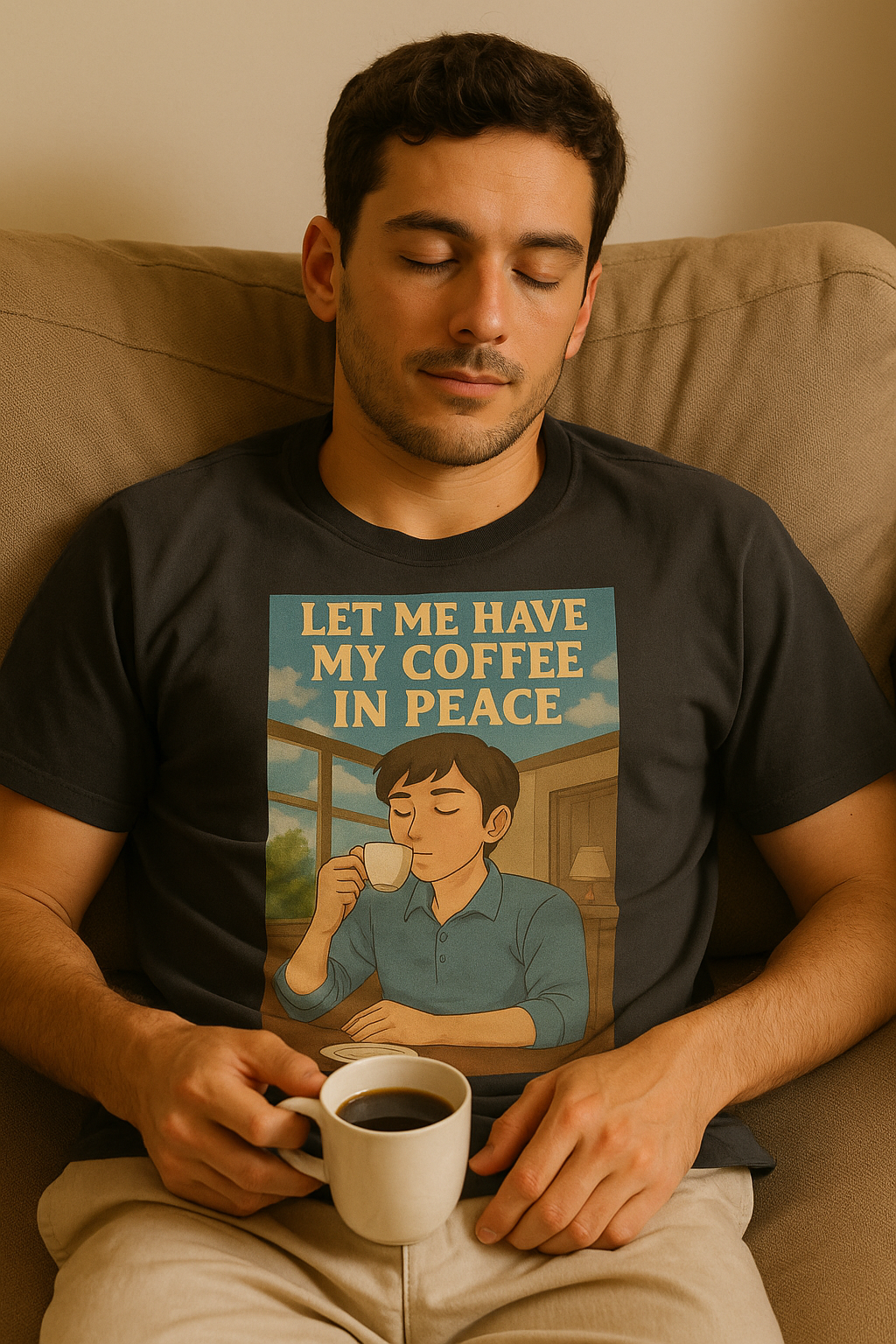 Unleavables peaceful coffee lover Oversized Tshirt 100% cotton round neck