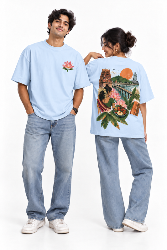 Unleavables Vijayawada Heritage – Unisex Oversized Graphic T-Shirt | 100% Cotton | Relaxed Fit