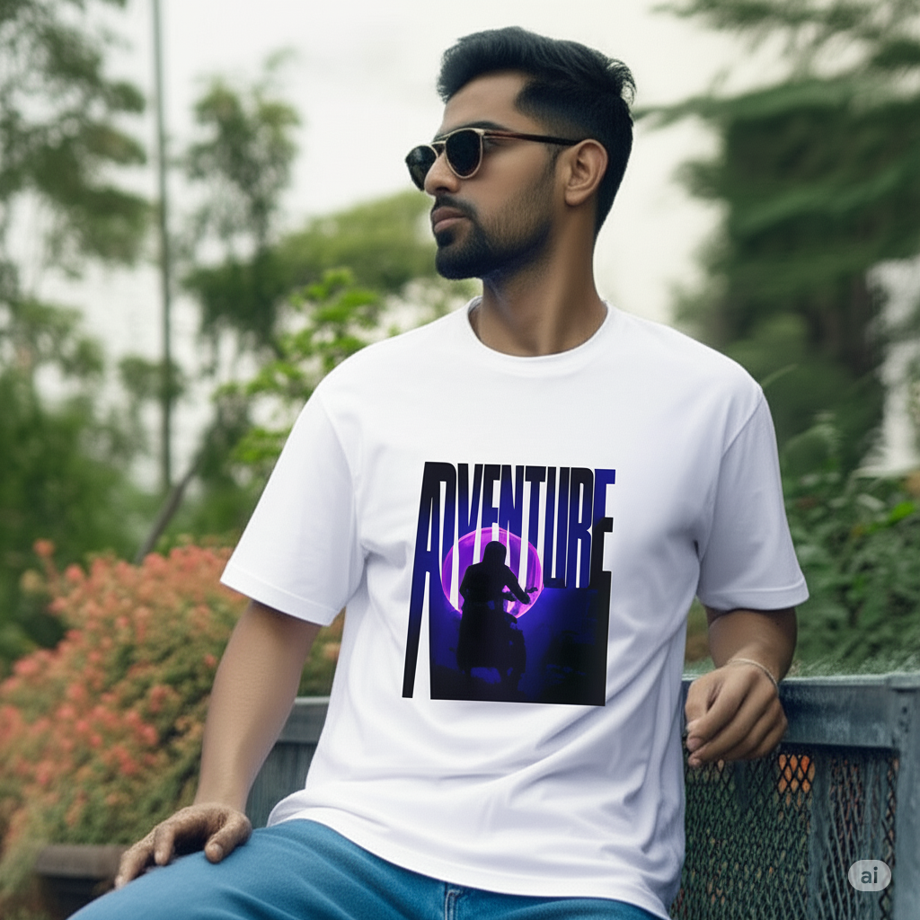 Adventure Oversized T-Shirt For Men | Biker Graphic Tee for Riders | Streetwear Motorcycle| 100% Cotton | Comfortable Casual Fit