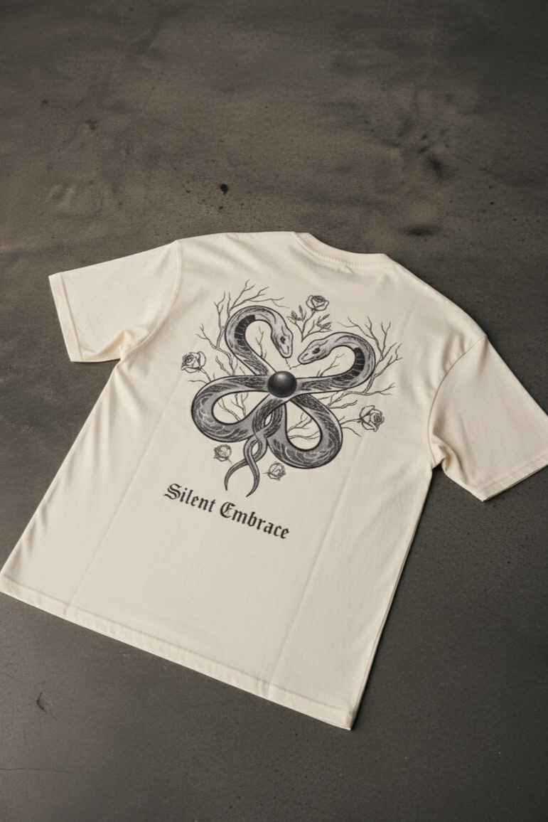 Unleavables Premium Oversized T-Shirt with Artistic Snake & Nature Back Print | 100% Cotton