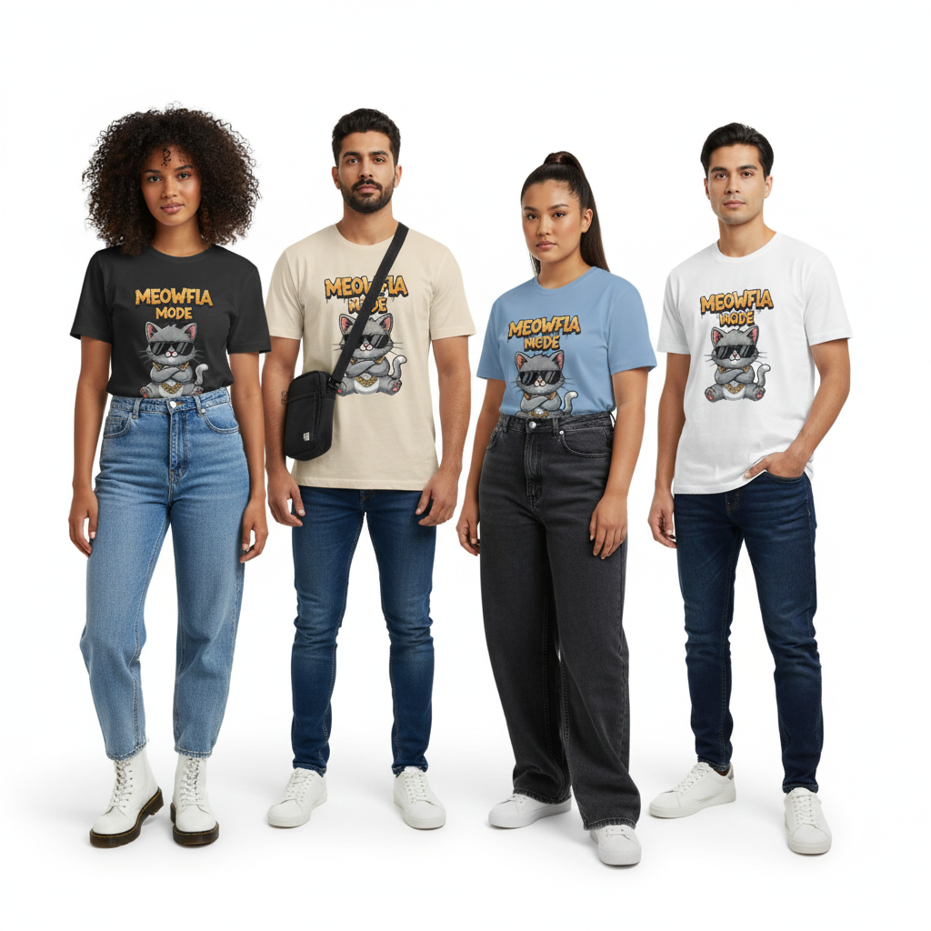 Unleavables The Meowfia Mode Tee | Unisex Oversized Graphic Tee | Purr-fect for Cat Lovers | 100% Cotton