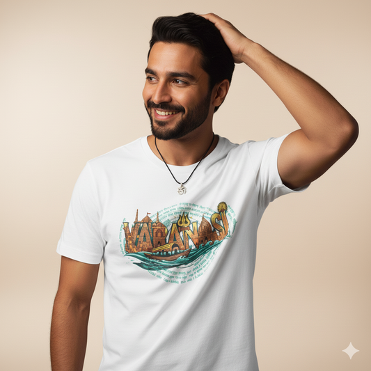 Varanasi Heritage Graphic T-Shirt | Spiritual & Cultural Cotton T-Shirt for Men & Women | Casual Wear, Pilgrimage & Festival Outfit