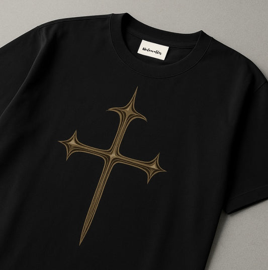 NOX Oversized Angel Wings & Cross Gothic Graphic T-Shirt: Unisex | Unleavables | 100% Cotton | Round Neck