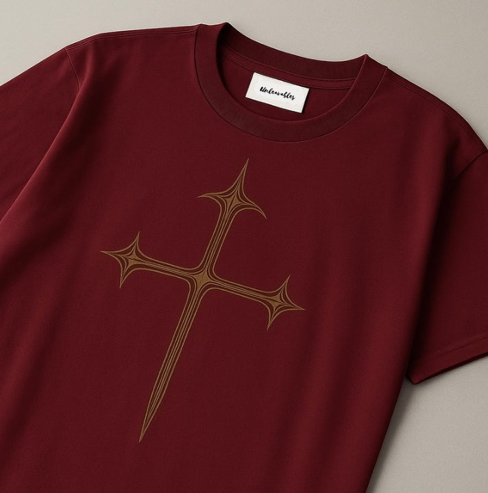 NOX Oversized Angel Wings & Cross Gothic Graphic T-Shirt: Unisex | Unleavables | 100% Cotton | Round Neck