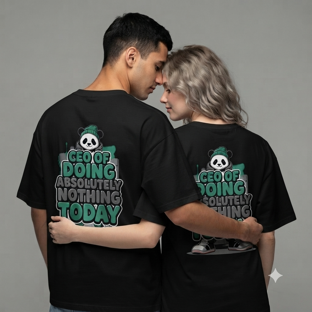 Unleavable Panda Graphic Oversized T-Shirt for Men & Women | Premium Cotton Unisex Tee