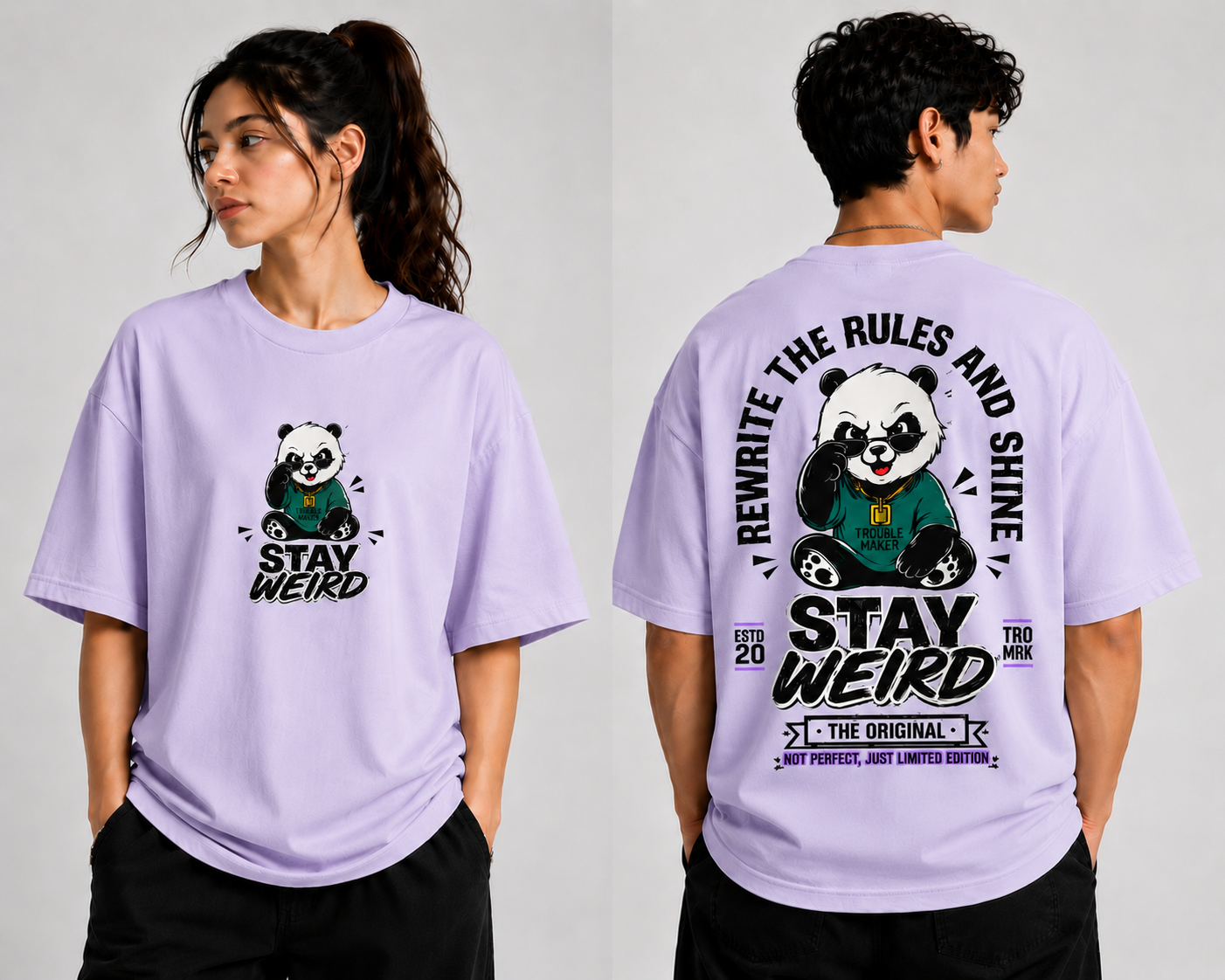 Stay Weird Panda Oversized T-Shirt | Limited Edition | Unisex Premium Cotton