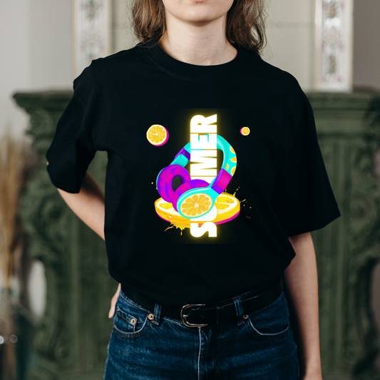 Unleavables Sonic Summer | Unisex Oversized Black T-Shirt | Vibrant Headphone Print | 100% Cotton Comfort