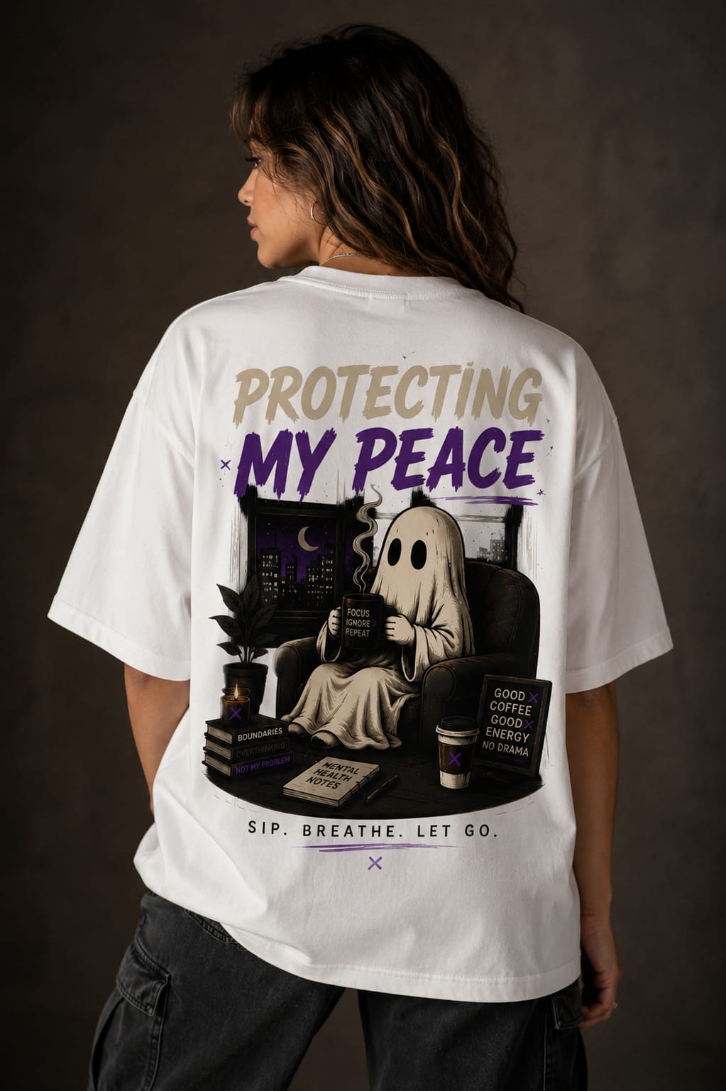 Cozy Ghost Aesthetic Unleavables Tee – Good Coffee Good Energy