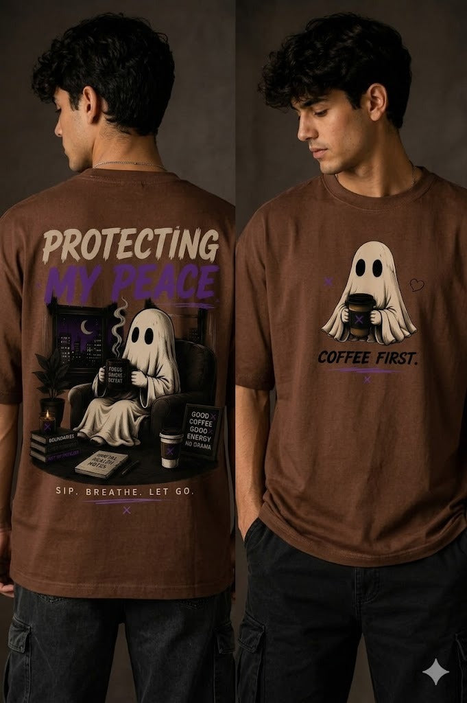 Cozy Ghost Aesthetic Unleavables Tee – Good Coffee Good Energy