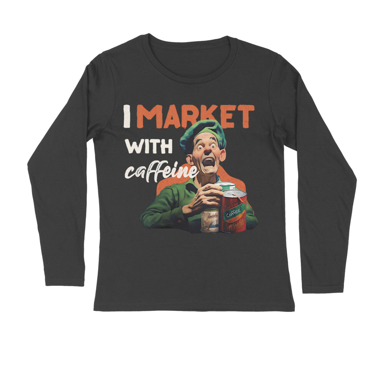 Popeye's I Market with Caffeine Full Sleeves T-shirt for Men