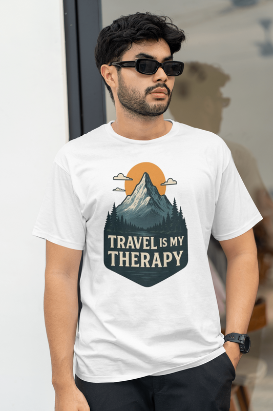Unleavable Oversized Summer T-shirt Unisex | "Travel is My Therapy" – Wear Your Wanderlust- 100% cotton