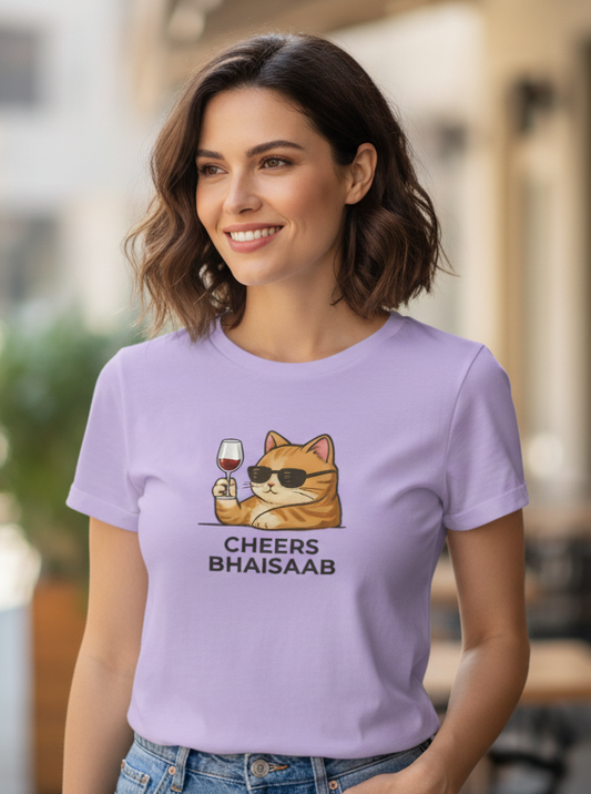 Unleavables Women’s Graphic Cool Cat T-Shirt | 100% Cotton Round Neck Half Sleeves | Daily Casual Wear