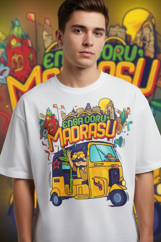 Unleavables Enga Ooru Madrasu Oversized T-Shirt | Unisex Chennai Streetwear Graphic Tee