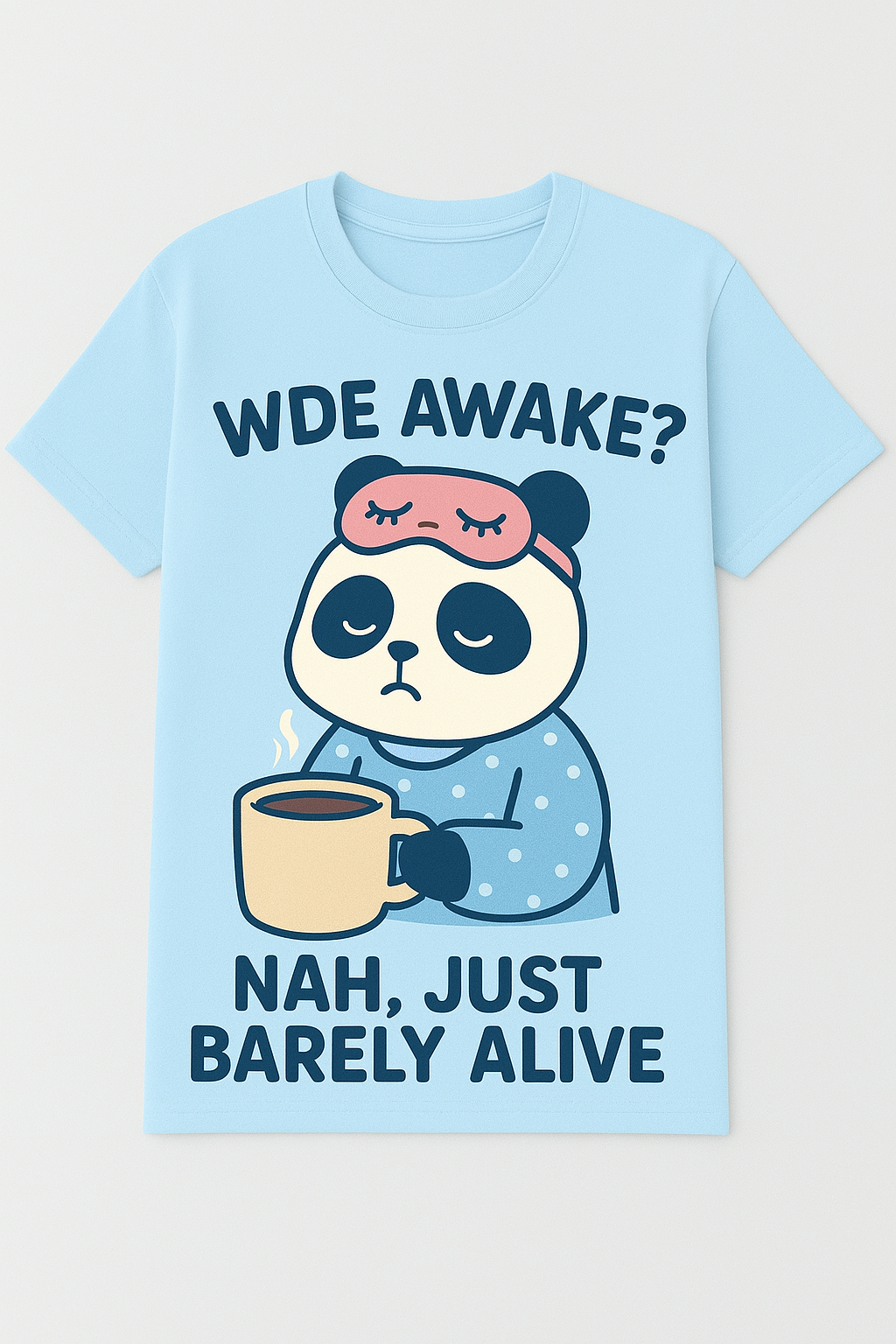 Women printed round neck blue T-shirt