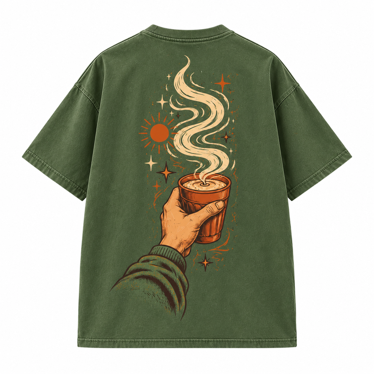 Peace. Chai. Repeat. — Forest Green Oversized Graphic T-Shirt