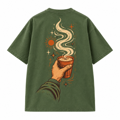 Peace. Chai. Repeat. — Forest Green Oversized Graphic T-Shirt