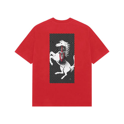 Red Racing Horse Oversized T-Shirt - Red