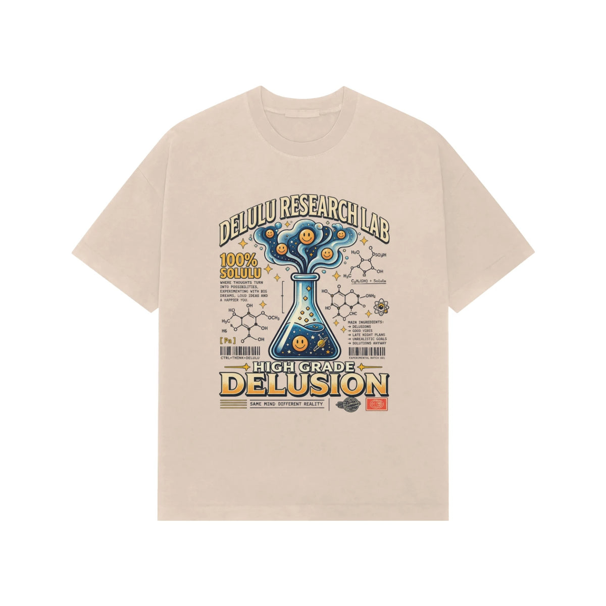 Premium Oversized Tshirt Delulu - Beige