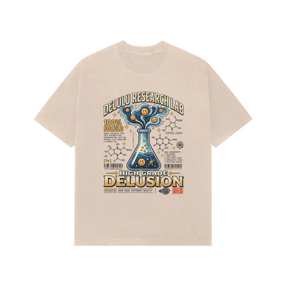 Premium Oversized Tshirt Delulu - Beige