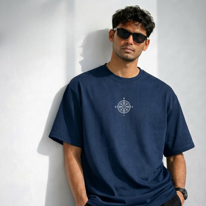 Norse Compass Aesthetic Oversized T-Shirt - Unisex Viking Streetwear - 100% Cotton
