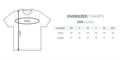 Kolkata City Art Oversized Unisex T-Shirt - Size Guide