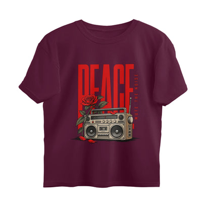 Unlivables IGNORE Oversized Graphic T-Shirt – Live in Peace - Burgundy