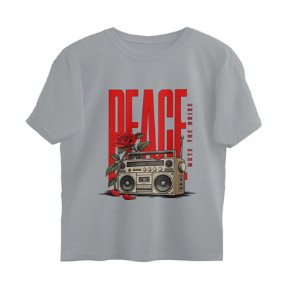 Unlivables IGNORE Oversized Graphic T-Shirt – Live in Peace - Silver Frost