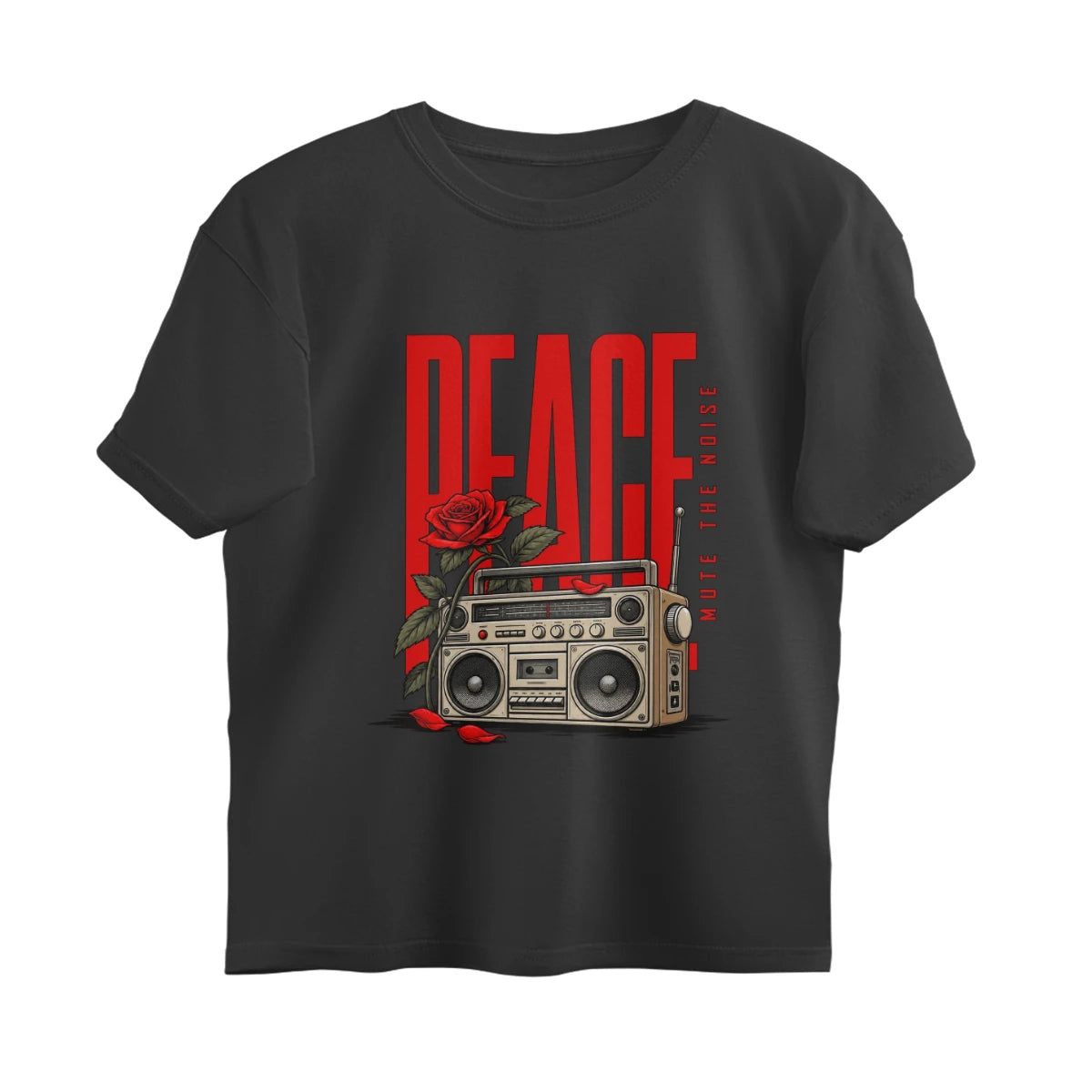 Unlivables IGNORE Oversized Graphic T-Shirt – Live in Peace - Black