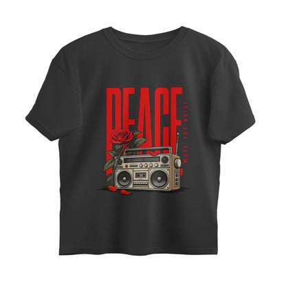 Unlivables IGNORE Oversized Graphic T-Shirt – Live in Peace - Black