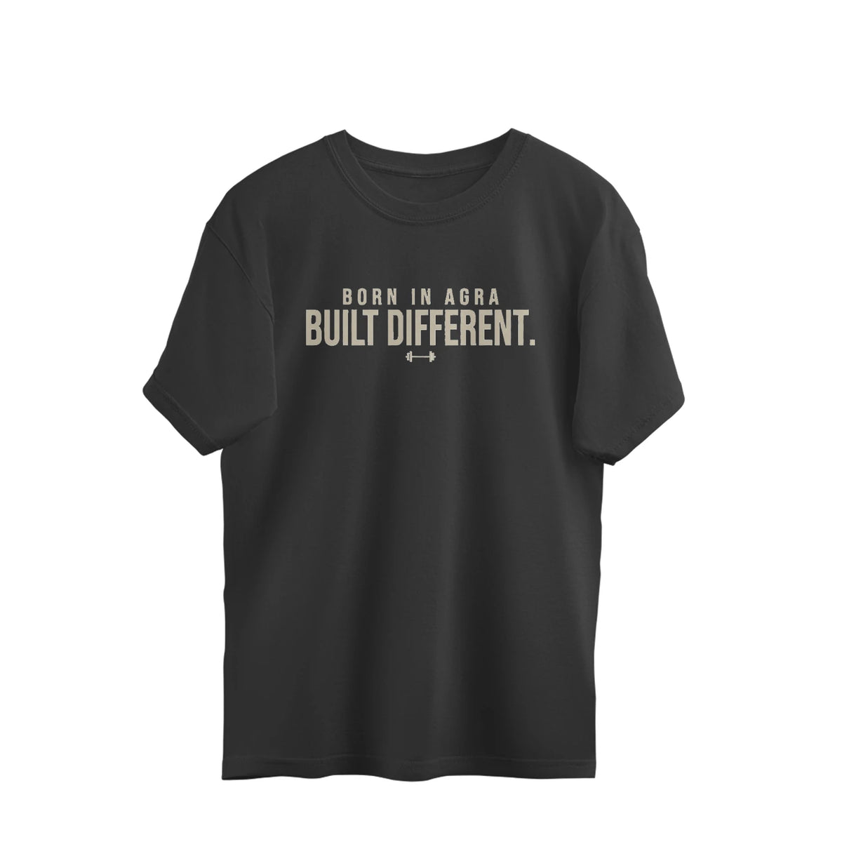 Unleavables Born in Agra. Built Different |Oversized Cotton T-Shirt. - Black