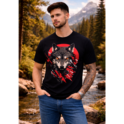 Wolf Face Graphic T-Shirt for Men | Stylish Half Sleeve Cotton Tee
