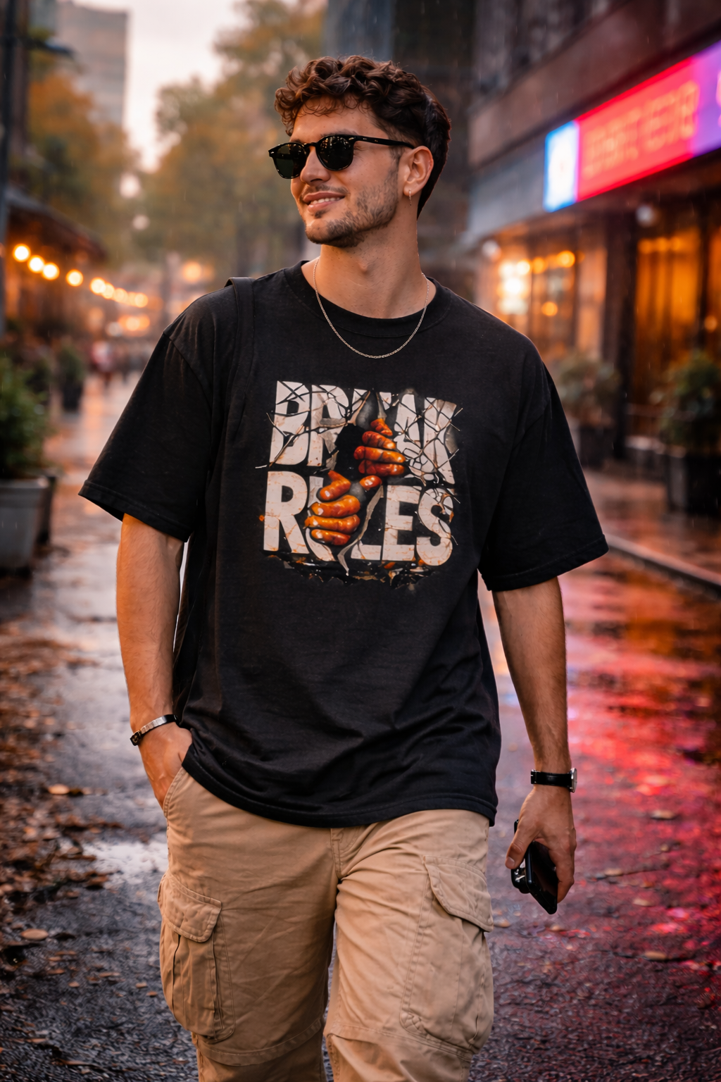 Break Rules Men’s Oversized Graphic T-Shirt | Premium Cotton Streetwear Tee