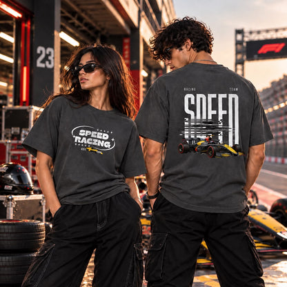 Speed Racing Graphic Oversized T-Shirt – Motorsport Car Print