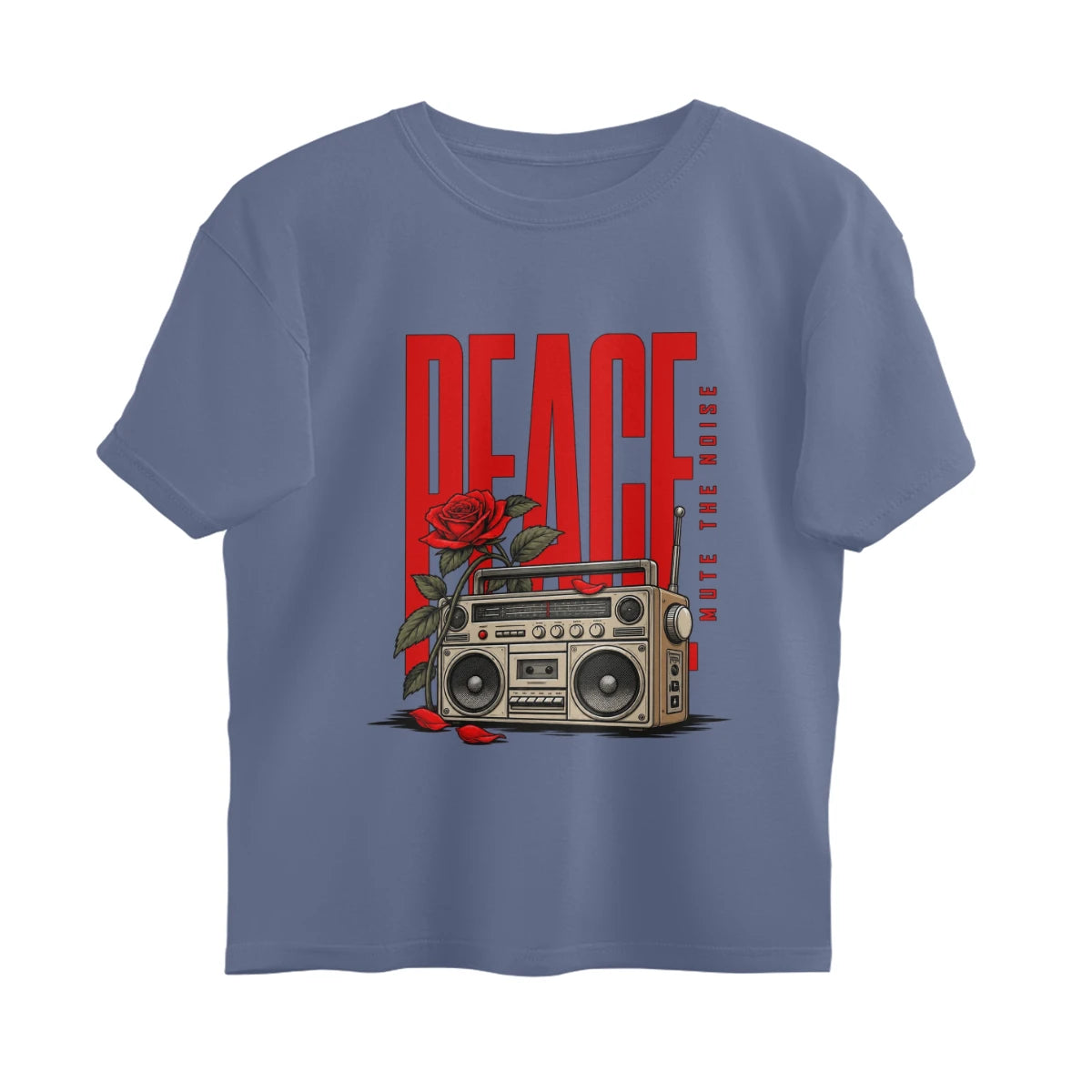 Unlivables IGNORE Oversized Graphic T-Shirt – Live in Peace - Steel Grey