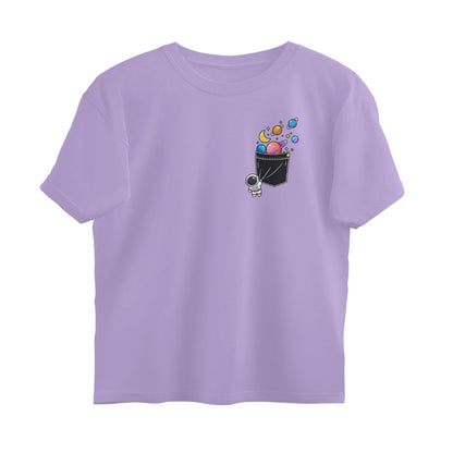Space Theme T-Shirt , Unisex, Breathable Cotton Material - Iris Lavender