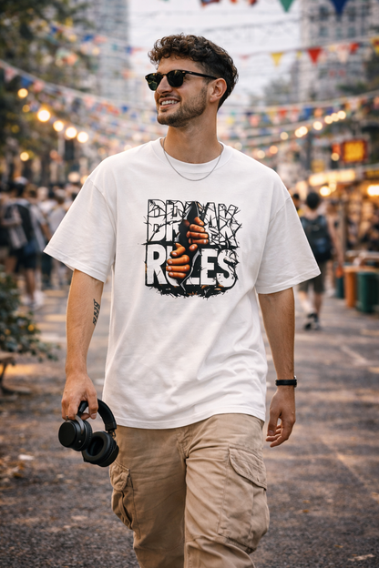 Break Rules Men’s Oversized Graphic T-Shirt | Premium Cotton Streetwear Tee