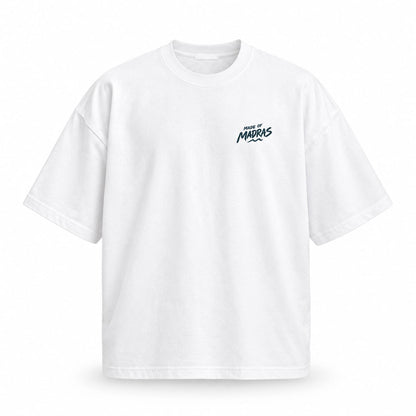 Unleavables Oversized Unisex T-Shirt – Chennai Marina Beach – White – 100% Cotton