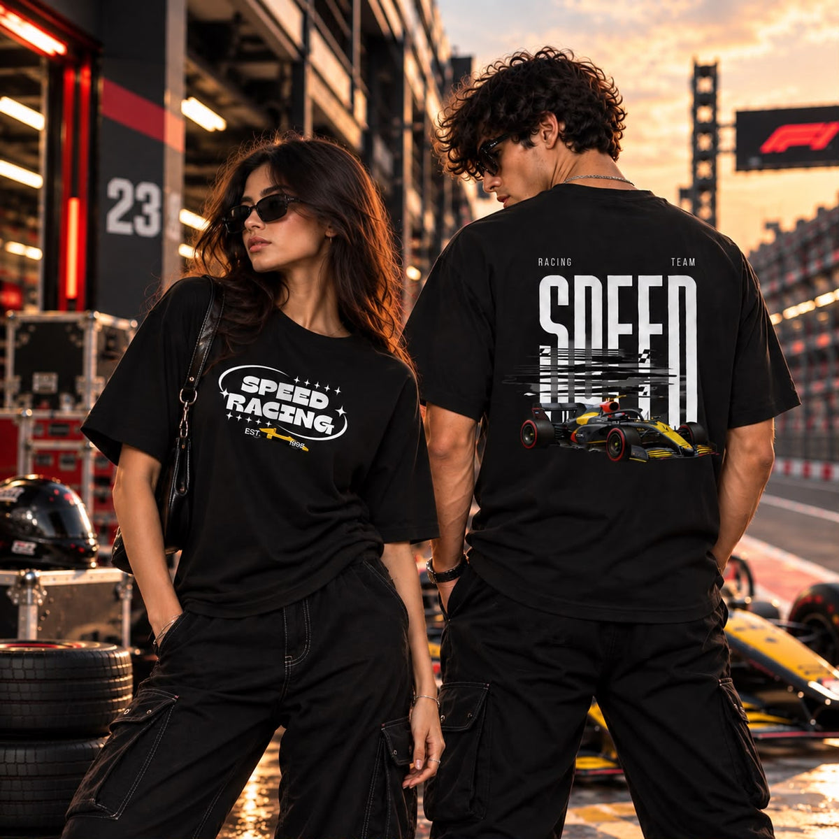 Speed Racing Graphic Oversized T-Shirt – Motorsport Car Print