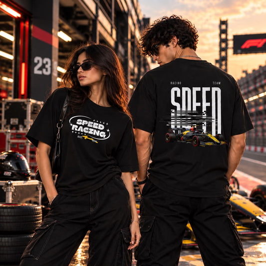 Speed Racing Graphic Oversized T-Shirt – Motorsport Car Print